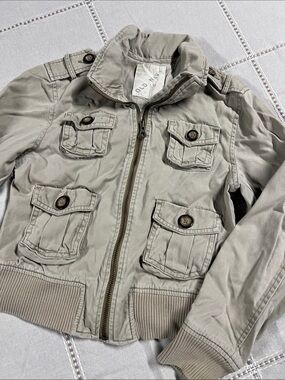 Old Navy Kids Light Beige Utility Jacket with Button Pockets
